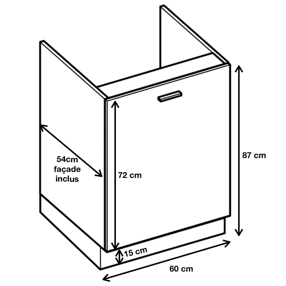 Cuisineandcie - Meuble sous-évier Bellissi Blanc Brillant 1 porte L 60 cm