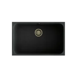 Cuve sous plan POALGI, GANDIA 195, Granit, Noir Basalt, 74 cm, 1 bac bonde or