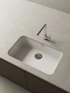 Cuve sous plan POALGI, GANDIA 195, Granit, Blanc Snow, 74 cm, 1 bac