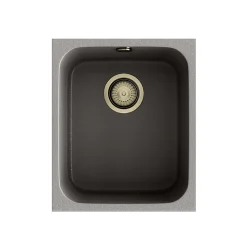 Cuve sous plan POALGI, GANDIA 192, Granit, Gris Ash, 38 cm, 1 bac bonde or