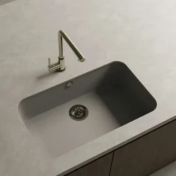 Cuve sous plan POALGI, GANDIA 195, Granit, Gris Ash, 74 cm, 1 bac bonde or