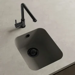 Cuve sous plan POALGI, GANDIA 192, Granit, Gris Ash, 38 cm, 1 bac bonde noire