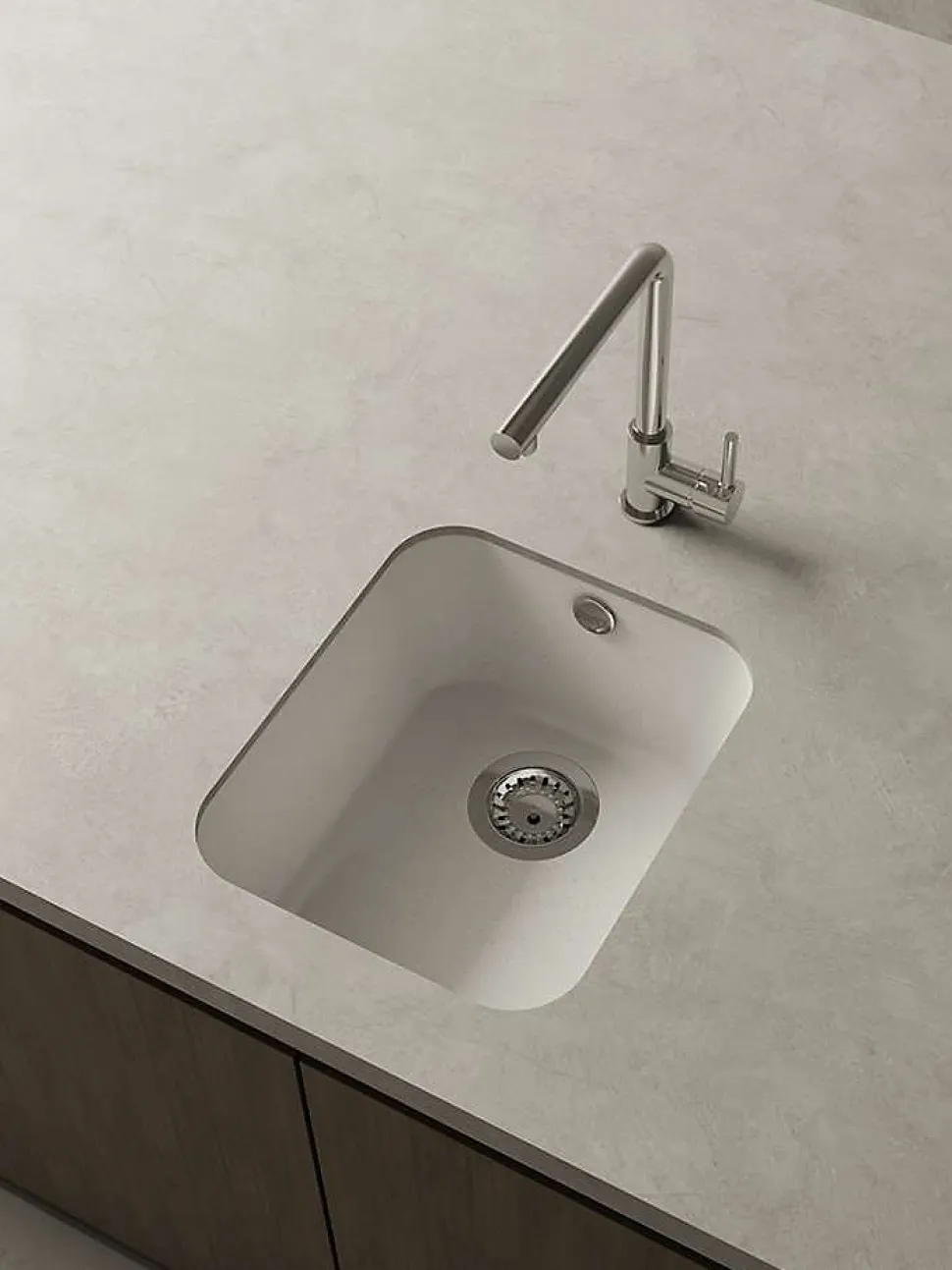 Cuve sous plan POALGI, GANDIA 192, Granit, Blanc Snow, 38 cm, 1 bac