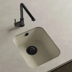 Cuve sous plan POALGI, GANDIA 192, Granit, Beige Pumice, 38 cm, 1 bac bonde noire