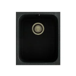 Cuve sous plan POALGI, GANDIA 192, Granit, Noir Basalt, 38 cm, 1 bac bonde or