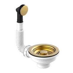 Cuve sous plan POALGI, GANDIA 194, Granit, Blanc Snow, 54 cm, 1 bac bonde or