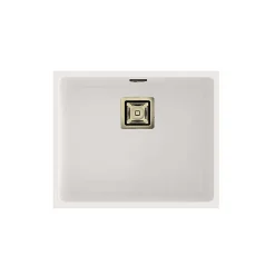 Cuve sous plan POALGI, GANDIA 194, Granit, Blanc Snow, 54 cm, 1 bac bonde or