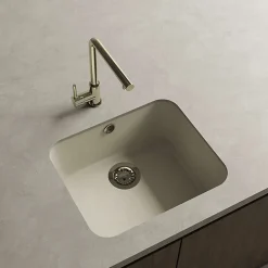 Cuve sous plan POALGI, GANDIA 194, Granit, Beige Pumice, 54 cm, 1 bac bonde or