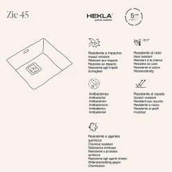 Cuve sous plan POALGI, ZIE 181, Granit, Blanc Snow, 50 cm, 1 bac bonde or