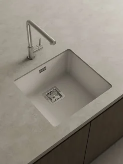 Cuve sous plan POALGI, ZIE 181, Granit, Blanc Snow, 50 cm, 1 bac