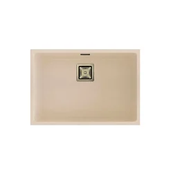 Cuve sous plan POALGI, ZIE 182, Granit, Beige Pumice, 65 cm, 1 bac bonde or