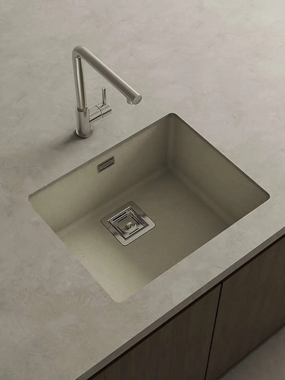 Cuve sous plan POALGI, ZIE 186, Granit, Beige Pumice, 55 cm, 1 bac