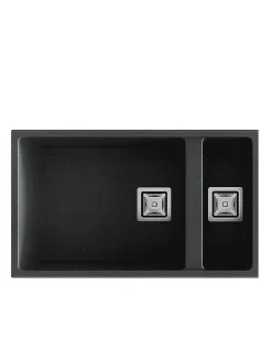 Cuve sous plan POALGI, ZIE 183, Granit, Noir Basalt, 75 cm, 2 bacs