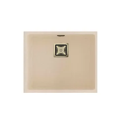 Cuve sous plan POALGI, ZIE 186, Granit, Beige Pumice, 55 cm, 1 bac bonde or