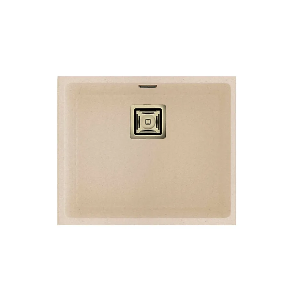 Cuve sous plan POALGI, ZIE 186, Granit, Beige Pumice, 55 cm, 1 bac bonde or