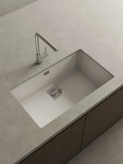 Cuve sous plan POALGI, ZIE 187, Granit, Blanc Snow, 75 cm, 1 bac