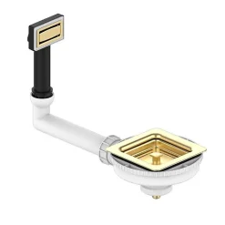 Cuve sous plan POALGI, ZIE 185, Granit, Blanc Snow, 85 cm, 1 bac et 1 égouttoir bonde or