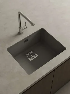 Cuve sous plan POALGI, ZIE 186, Granit, Gris Ash, 55 cm, 1 bac