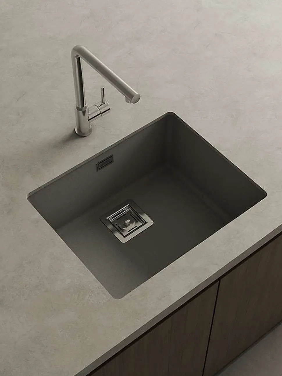 Cuve sous plan POALGI, ZIE 186, Granit, Gris Ash, 55 cm, 1 bac