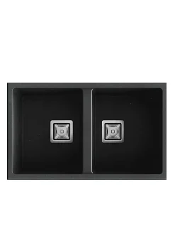 Cuve sous plan POALGI, ZIE 184, Granit, Noir Basalt, 75 cm, 2 bacs