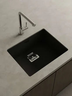 Cuve sous plan POALGI, ZIE 186, Granit, Noir Basalt, 55 cm, 1 bac