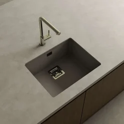 Cuve sous plan POALGI, ZIE 186, Granit, Gris Ash, 55 cm, 1 bac bonde or