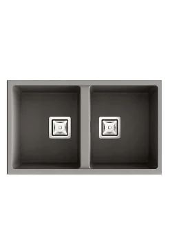 Cuve sous plan POALGI, ZIE 184, Granit, Gris Ash, 75 cm, 2 bacs