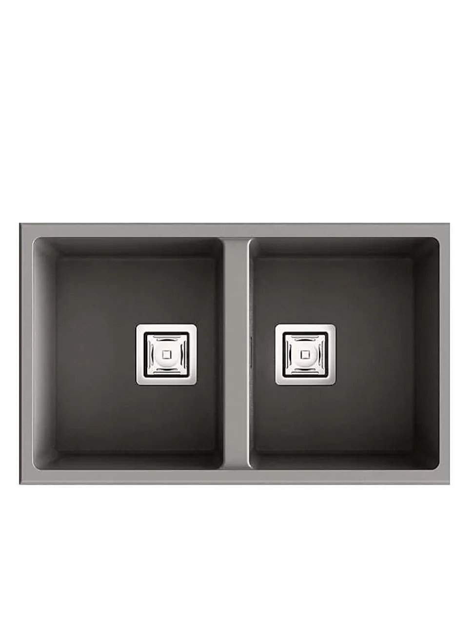 Cuve sous plan POALGI, ZIE 184, Granit, Gris Ash, 75 cm, 2 bacs