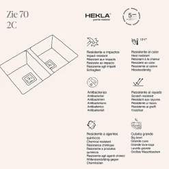Cuve sous plan POALGI, ZIE 184, Granit, Gris Ash, 75 cm, 2 bacs