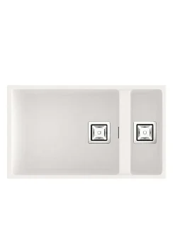 Cuve sous plan POALGI, ZIE 183, Granit, Blanc Snow, 75 cm, 2 bacs