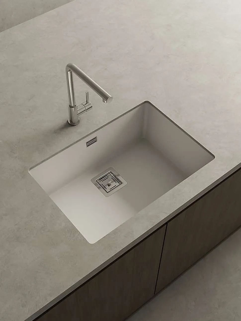 Cuve sous plan POALGI, ZIE 182, Granit, Blanc Snow, 65 cm, 1 bac