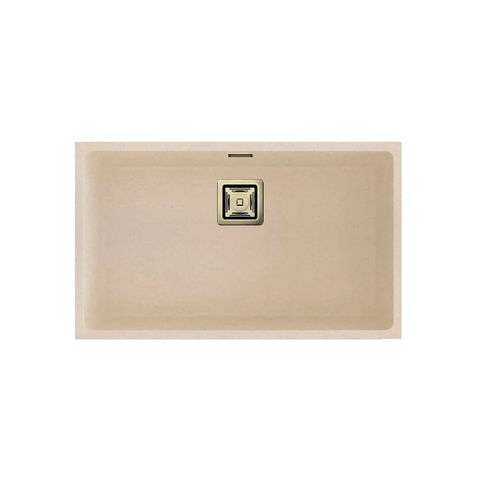 Cuve sous plan POALGI, ZIE 187, Granit, Beige Pumice, 75 cm, 1 bac bonde or