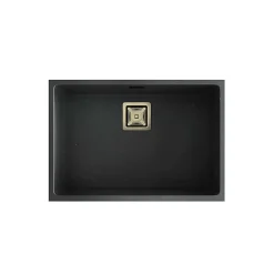 Cuve sous plan POALGI, ZIE 182, Granit, Noir Basalt, 65 cm, 1 bac bonde or