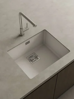 Cuve sous plan POALGI, ZIE 186, Granit, Blanc Snow, 55 cm, 1 bac