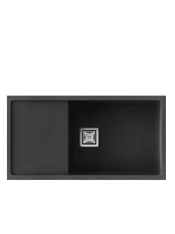 Cuve sous plan POALGI, ZIE 185, Granit, Noir Basalt, 85 cm, 1 bac et 1 égouttoir