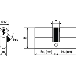 Cylindre 2 entrées varié nickelé - 50 x 40 mm - TE5 - Tesa