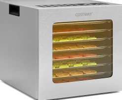 Deshydrateur Alimentaire 850W avec 8 Plateaux en Acier Inoxydable, Circulation d'Air, Fonctionnement Silencieux pour Fruits