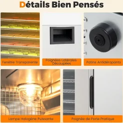 Deshydrateur Alimentaire 850W avec 8 Plateaux en Acier Inoxydable, Circulation d'Air, Fonctionnement Silencieux pour Fruits