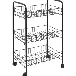 Desserte 3 niveaux en métal noir
