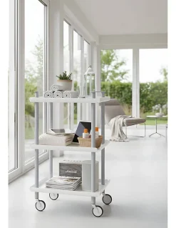 Desserte à roulettes, desserte de service Leky, métallique, 3 niveaux. Gris