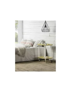 Desserte à roulettes, desserte de service Leky, métallique, 2 niveaux. Structure blanche