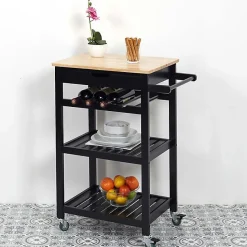 Desserte à roulettes en bois 40x61x84.5 cm