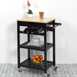 Desserte à roulettes en bois 40x61x84.5 cm