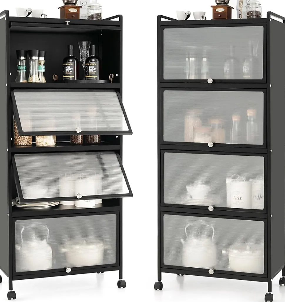 Desserte à Roulettes Pliable Chariot Roulant 3 Niveaux avec Poignée Pratique pour Garage Cuisine Maison Noir