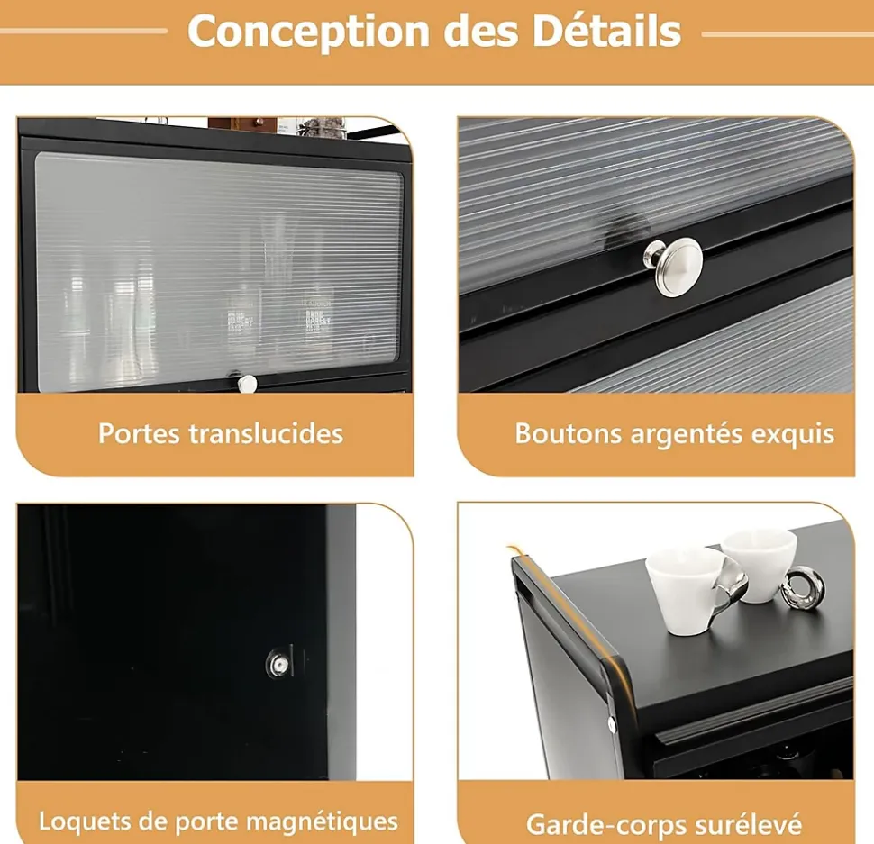 Desserte à Roulettes Pliable Chariot Roulant 3 Niveaux avec Poignée Pratique pour Garage Cuisine Maison Noir