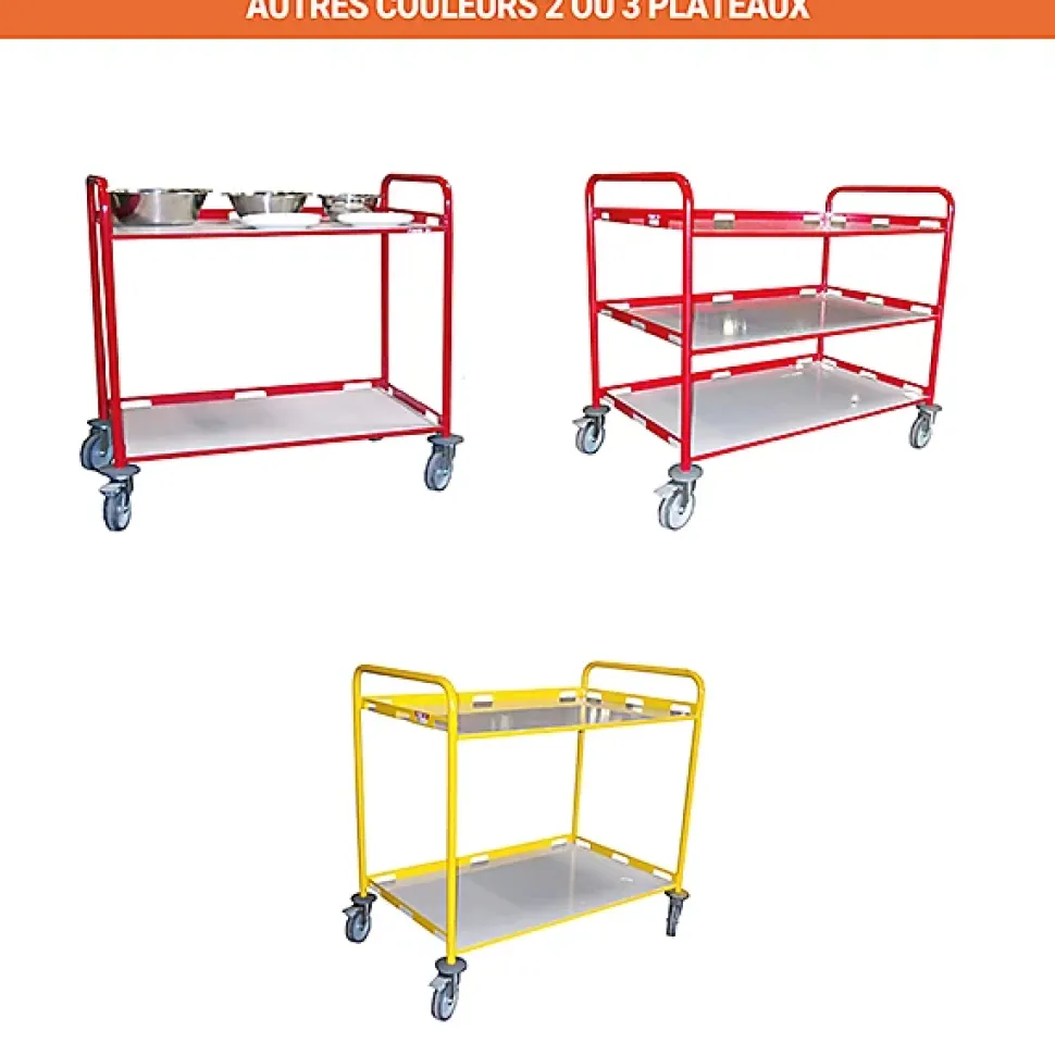 Desserte cantine tôle BLEU 3 plateaux 850x500mm - charge max 200kg - 880008990