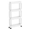 Desserte, chariot de rangement à roulettes étroit - 4 étagères - Blanc - Linxor