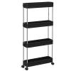 Desserte, chariot de rangement à roulettes étroit - 4 étagères - Noir - Linxor