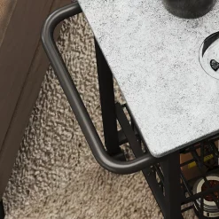 Desserte cuisine 3 paniers 4 roulettes pivotantes poignée acier noir plateau effet pierre gris clair