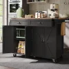 Desserte cuisine 4 portes/2 tiroirs, plan coulissant, bois veiné, noir